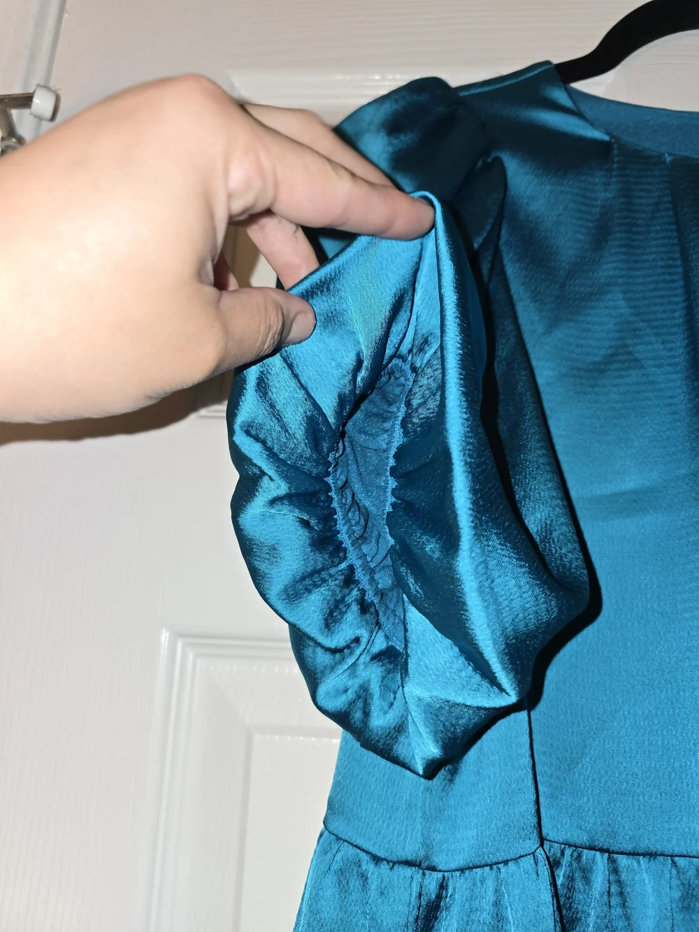 Lilly Pulitzer Women’s Teal Satin Peplum Blouse - Elegant Short Sleeve Size 2